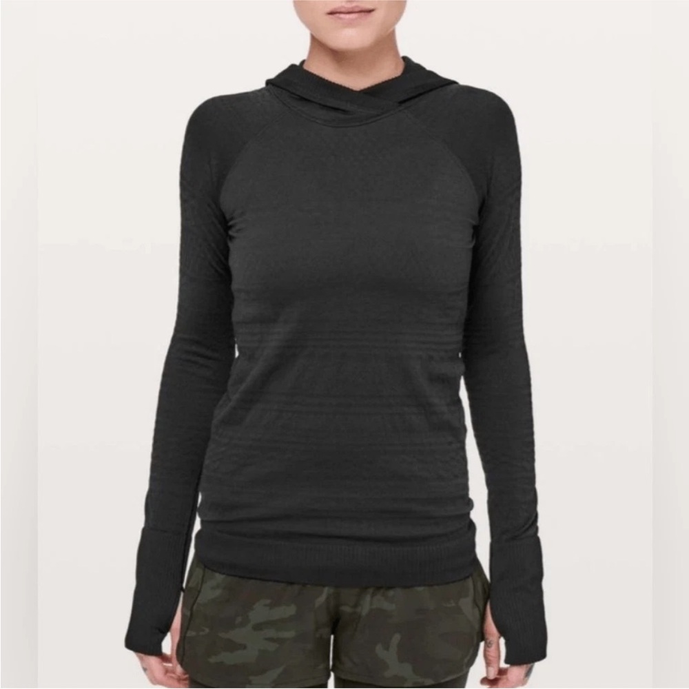 Lululemon Rest Less Hoodie, Size 4 Black - EUC - Seamless Running Pullover